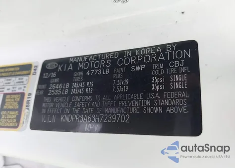 2017 Kia Sportage Sx Turbo из США, поврежденный, VIN KNDPR3A63H7239702